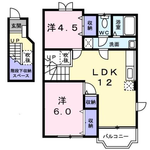 熊本市北区西梶尾町のアパートの間取り