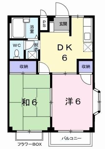 熊本市北区龍田６丁目のアパートの間取り