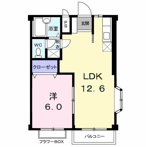 熊本市北区西梶尾町のアパートの間取り