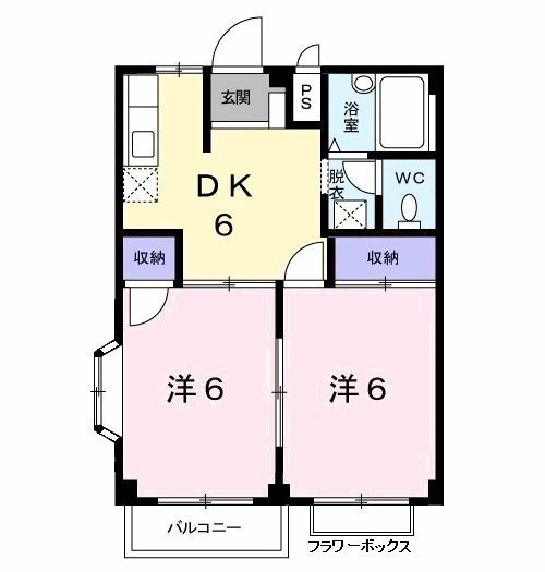 熊本市北区龍田６丁目のアパートの間取り