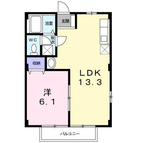 熊本市北区龍田１丁目のアパートの間取り