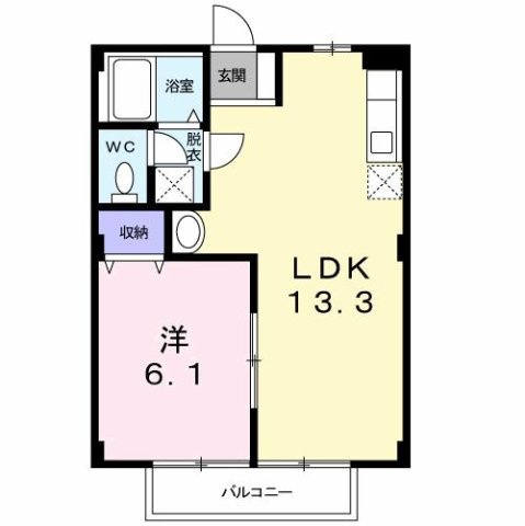 熊本市北区龍田１丁目のアパートの間取り