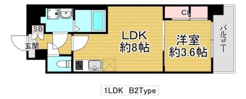 大阪市城東区中浜２丁目の賃貸マンションの間取り