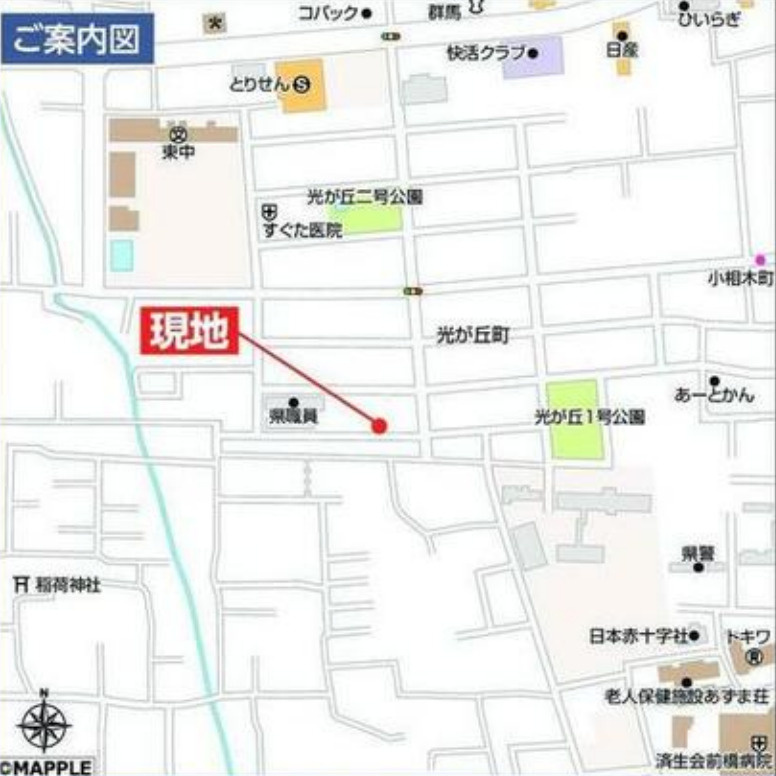 【新築】前橋市光が丘町　A号棟(全２棟)　ハートフルタウン　新築建売分譲の地図