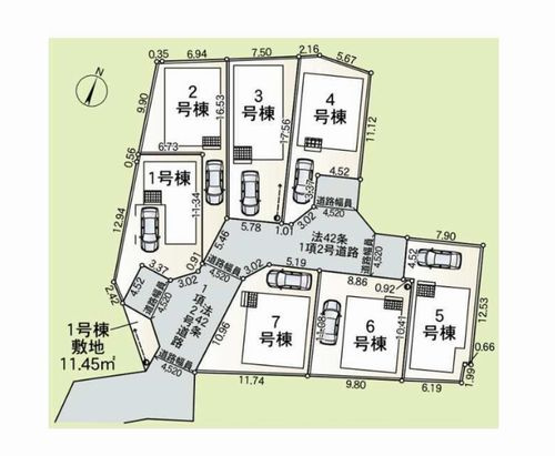 【区画図】 | 【仲介手数料０円】藤沢市城南第6 1期　新築一戸建て 全7棟 | 藤沢市城南第6 1期　新築一戸建て 全7棟