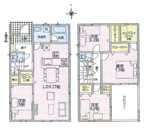 【間取り】 | 常滑市保示町２丁目43『仲介料無料』新築戸建て | 2号棟