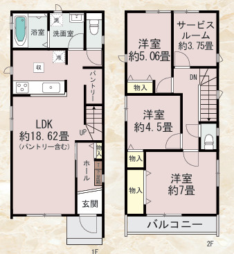 春日市春日原東町４丁目１２番　B号棟の間取り
