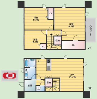 【間取り】 | 箕面市箕面4丁目テラスハウス