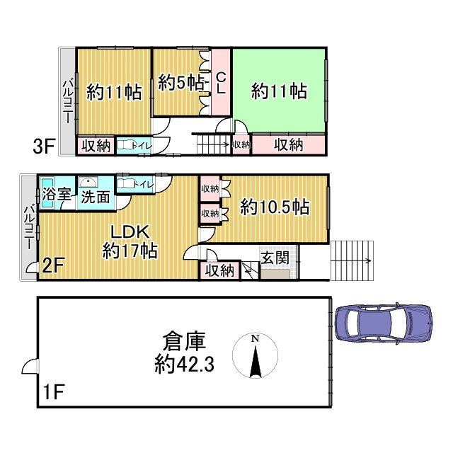 紫野中柏野町 中古戸建の間取り