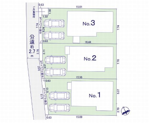【仲介手数料０円】相模原市緑区大島　新築一戸建て　全3棟の区画図|【仲介手数料０円】相模原市緑区大島　新築一戸建て　全3棟