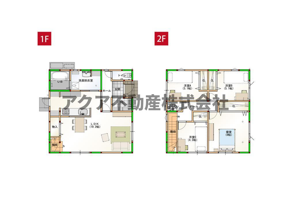オール電化デザイナーズハウス阿南市富岡町建売②の間取り