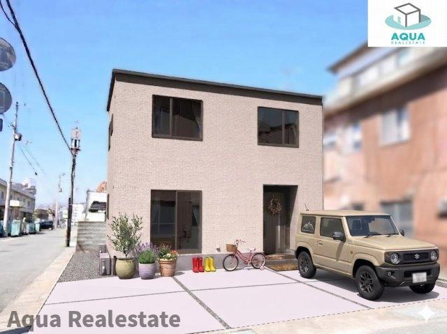 オール電化デザイナーズハウス阿南市富岡町建売②の外観パース|落ち着いた雰囲気の外観です