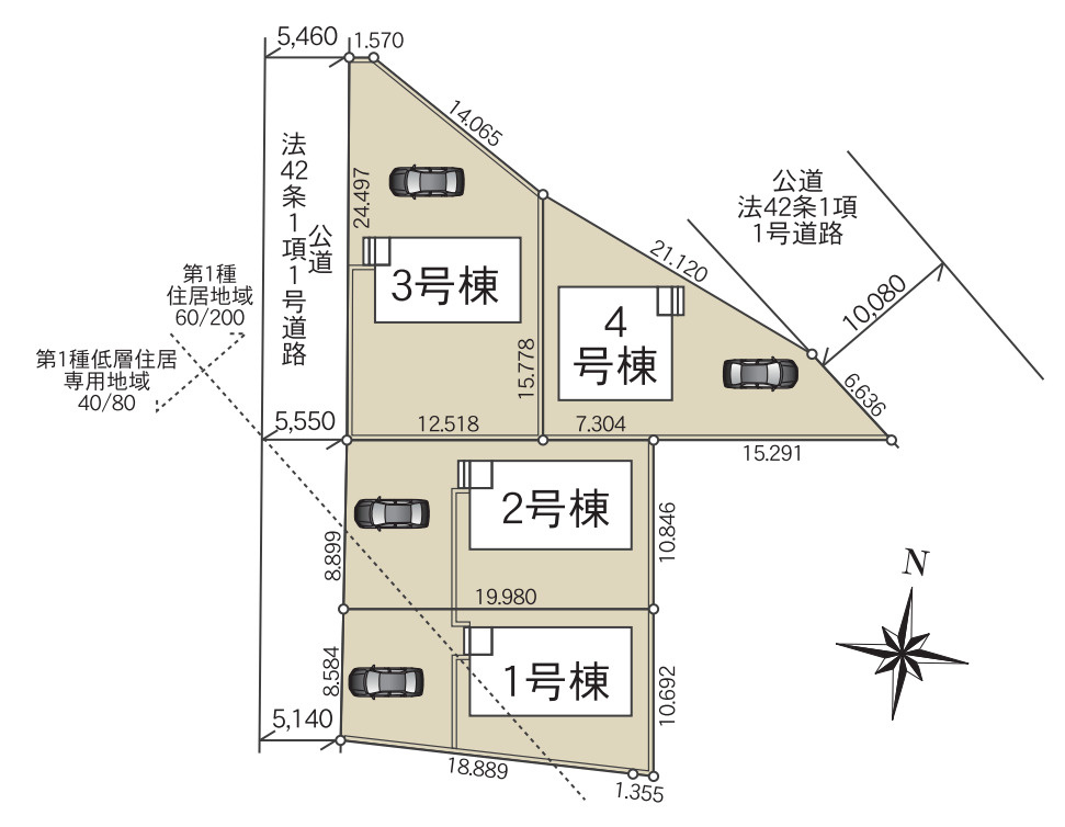 常陸太田市増井町第1　1号棟　新築戸建の区画図