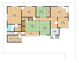 【間取り】 | 富秋町２丁目　中古戸建 | 再建築不可ですがリフォームDIYは可能です。広い土地に自由に造る贅沢を！詳しくはお気軽にお尋ねください♪