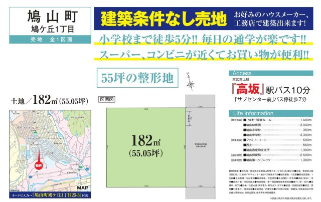 売地　鳩山町鳩ヶ丘1-25-3（全1区画）のその他