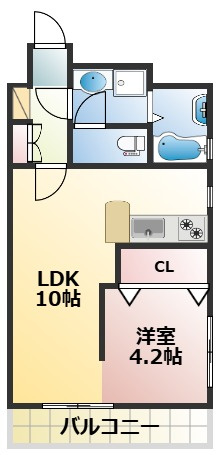熊本市中央区新屋敷１丁目の賃貸マンションの間取り