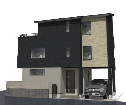 板橋区小茂根2丁目　星降るスカイバルコニー　車庫付き省エネ住宅　限定1棟の外観パース