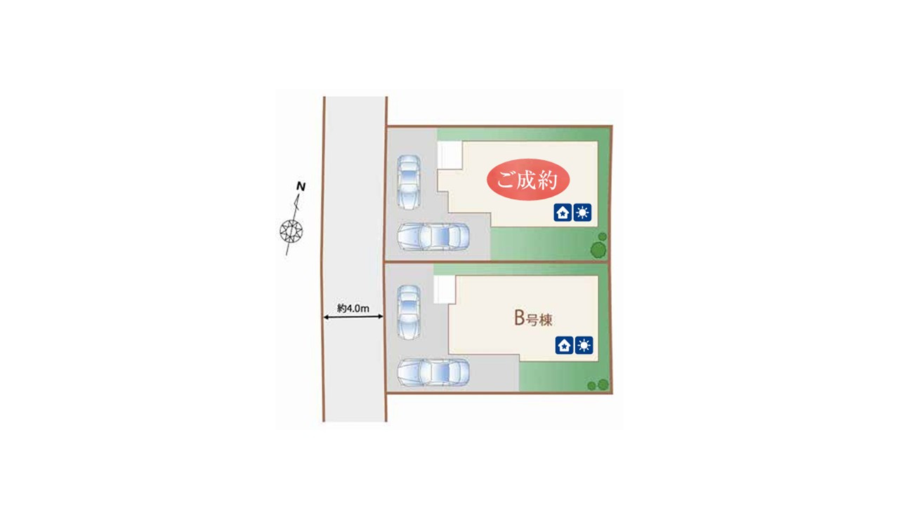 昭島美堀町２期　B号棟の区画図