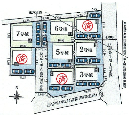 武蔵村山市中原4丁目　新築戸建全8棟の区画図