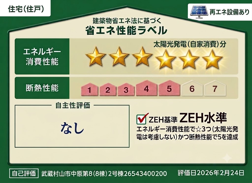 武蔵村山市中原4丁目　新築戸建全8棟の省エネ性能ラベル