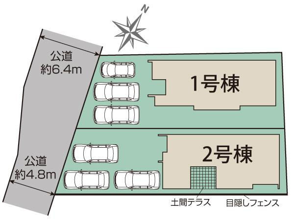 知多郡東浦町石浜中平地15番2『仲介手数料無料』新築戸建ての区画図