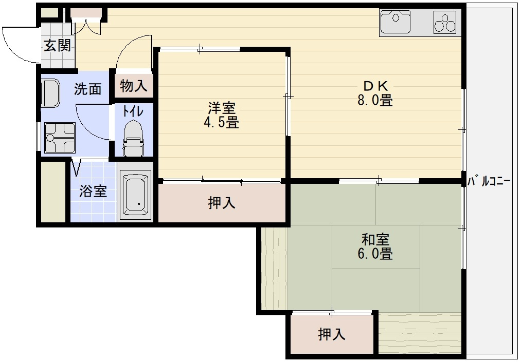 コーポ柏原の間取り|（柏原市　2DK）
