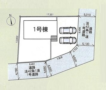 土浦市天川第4　新築戸建て　1号棟の区画図