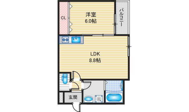 【間取り】 | ベルリッジ岸辺Ｂ