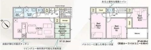 那珂市瓜連　第14　新築戸建て　6号棟の間取り|間取り図です♪
実際の空間の広さや陽当たり、風通しなどは現地でご確認できます♪