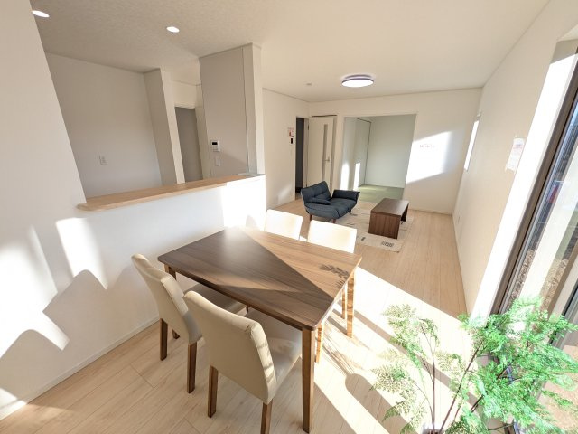 那珂市瓜連　第14　新築戸建て　3号棟の居間・リビング|居心地の良いデザインと機能性を両立。ご友人を招いたり、趣味を楽しんだり、様々なシーンで活躍する団らんの中心地です。