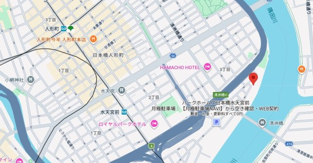 ★仲介手数料無料★ハイツ日本橋中洲の地図