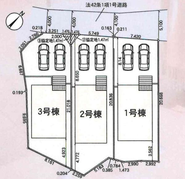 豊川市平尾町第7　全3棟・2号棟の区画図