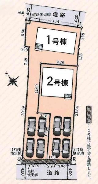 蒲郡市三谷町第13　全2棟・2号棟の区画図|1号棟です。