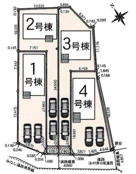 岡崎市国正町第1　全4棟・4号棟の区画図|4号棟です。