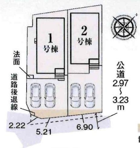 豊田市新町　全2棟・2号棟の区画図|2号棟です。