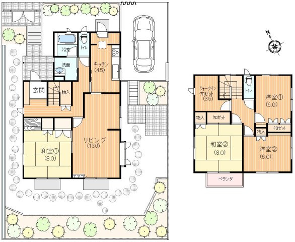 鹿の子台北町：戸建ての間取り