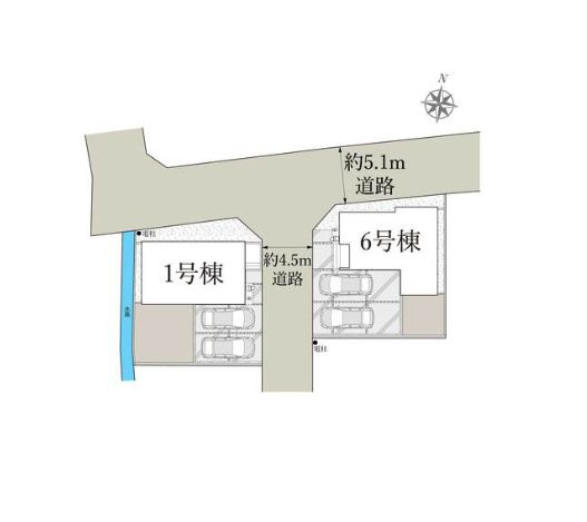開成町中之名新築戸建て　第2期6号棟の区画図|配置図「開成町中之名新築戸建て」