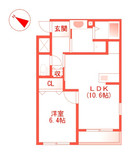 藤沢市湘南台２丁目の賃貸マンションの間取り|洗面台とトイレが別の空間になります♪