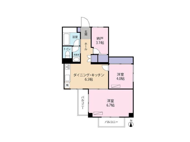 【間取り】 | ビラ大泉学園　(保谷店) | 採光・通風良好な2SDK角住戸！室内大変きれいにお使いです！※図面を基に作成しています。現況と異なる場合は現況を優先いたします。