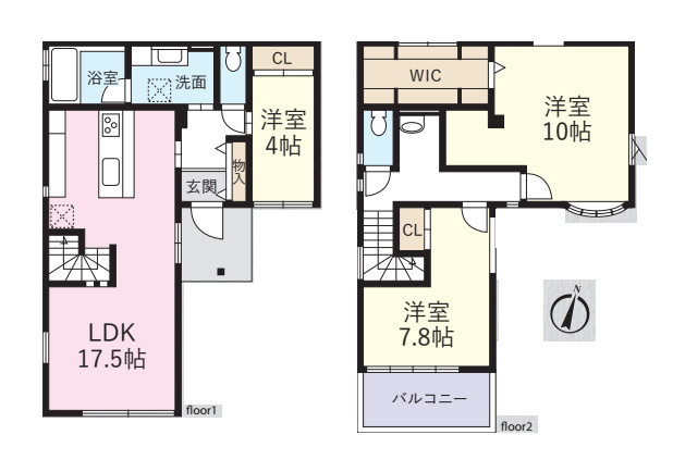 北足立郡伊奈町小室　中古戸建の間取り