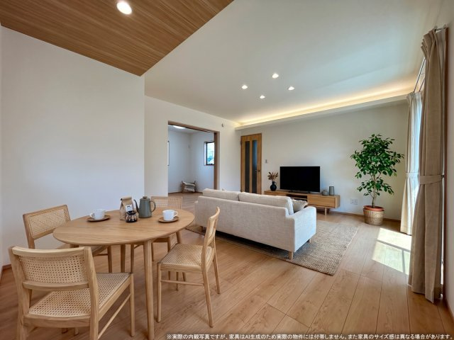 【居間・リビング】 | 【LDK　CG家具設置イメージ】
※画像に含まれる家具家電はCGで作成されたイメージです。実際の物件には付帯しません。