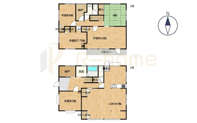 古河市新久田　中古戸建ての間取り|4LDK＋納戸、土地面積236.52m2、建物面積171.96m2
