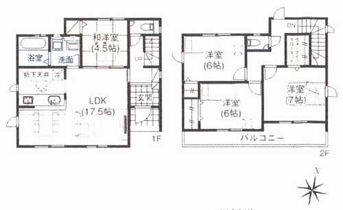横浜市戸塚区小雀町3期　新築戸建全2棟　の間取り