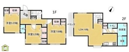 越谷市船渡　中古一戸建ての間取り