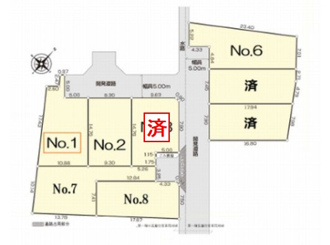 【仲介手数料０円】大井町金子　新築一戸建て　全8棟の区画図|大井町金子　新築一戸建て　全8棟