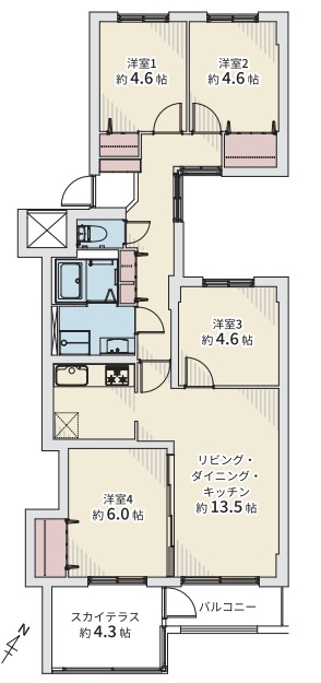 メゾンドルチェ平岸B棟の間取り
