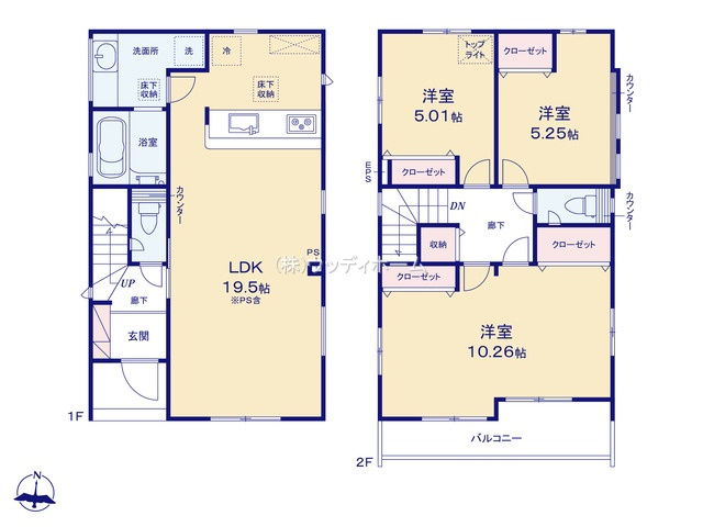 春日部市備後西2丁目2期　新築一戸建ての間取り