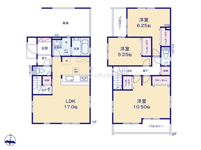 春日部市備後西2丁目3期　新築一戸建ての間取り
