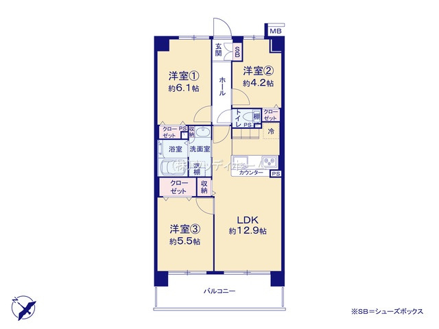 ヴェルアージュ春日部中央　中古マンションの間取り