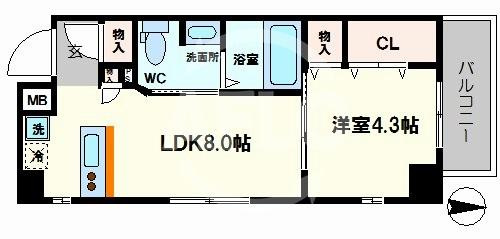 アドーラブル船場の間取り|アドーラブル船場　開放的な間取